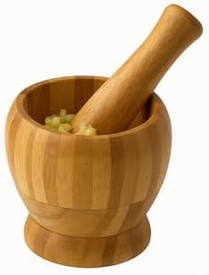 Alternative view of Doğal Bambu Ahşap Sarımsak Ezme Havanı, Orta Boy, Ahşap, Gıda Teması Güvenli