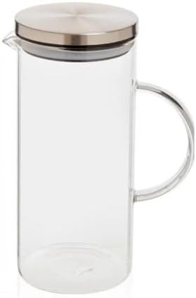 Metal Kapaklı Cam Sürahi – 1200 ml Isıya Dayanıklı Şeffaf Cam, Ergonomik Kulplu, Soğuk ve Sıcak İçecekler İçin Şık Tasarım - Görsel 3
