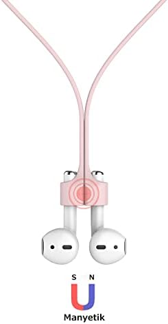 Mıknatıslı Kulaklık Askısı | AirPods ve TWS Kulaklıklarla Uyumlu Boyun Askısı, Silikon Kordon, Spor ve Günlük Kullanım İçin Düşme Önleyici Tutucu Pembe