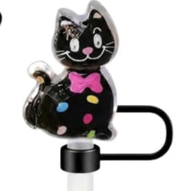 Siyah Kedi Figürlü Pipet Ucu Kapağı,Silikon Pipet Tıpası 10mm Sevimli Kedi Temalı, Tumblerlar ile Uyumlu - Görsel 3