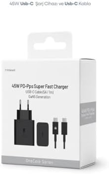 Alternative view of 45W USB-C PD-Pps Super Hız Şarj Adaptörü ve 1m 5A Type-C to Type-C Kablo Siyah (3 Yıl Garantili)