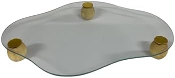 Ahşap Ayaklı Cam Sunum Tepsi 25x32 Şık Tasarım