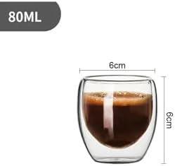 Needd Çift Katmanlı Espresso Cam Bardak Seti 2'li 80 ml | Borosilikat Cam, Isı Yalıtımlı Double Wall Tasarım | Espresso, Ristretto ve Macchiato için Şeffaf Kahve Bardağı - Görsel 2
