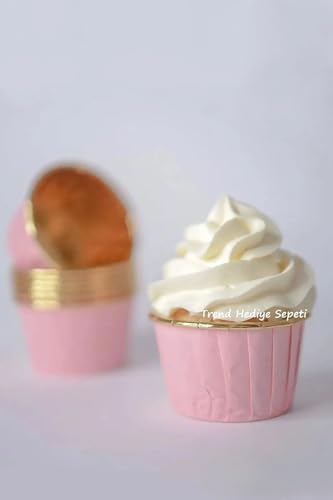 Alternative view of 25'li Pembe Gold Muffin Kek Kalıbı, Kek Kapsülü Cupcake Kalıbı, Airfryer Uyumlu