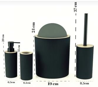 Quardi Banyo Seti Modern Çizgili - 7 L Kova 4 Parça Banyo Çöp Kovası ve Aksesuar Seti (beyaz)