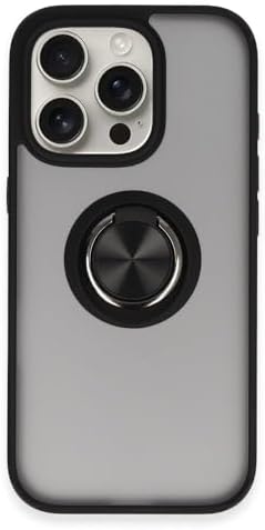 & AKSESUAR iPhone 16 Pro ile Uyumlu Arka Kısmı Mat Şeffaf Yapıya Sahip Manyetik Yüzük Stantlı Kenarları Silikon Tpu Malzemeden Üretilmiş Renkli Tuşlara Kamera Korumalı Transparan Kılıf - Görsel 3