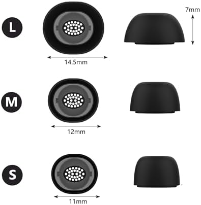 Alternative view of Galaxy Buds3 Pro / Buds4 Pro Uyumlu Üç Boyut Premium Yedek Silikon Kulaklık Uçları (S, M, L) (Siyah)