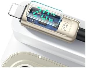 Ca-8811 20W Dijital Göstergeli Type-C To Lightining Pd-Data Şarj Kablosu-Gümüş