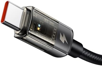 Ca-2840 Type-C To Type-C 100W Led Işikli Power Off Hızlı Data Şarj Kablosu 1.2M, Siyah