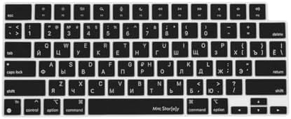 MacBook Rusça Klavye Koruyucu US Amerikan Enter M1-M5 | A2681 A3113 A3240 A3449 A2941 A3241 A2442 A2779 A2992 A2485 A2991 | Russian Keyboard Cover Touch ID Siyah - Görsel 2