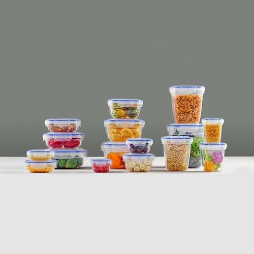 Lock&Fresh 3 Parça Kare Saklama Kabı Seti - Silikon Contalı, Hava Geçirmez, 500 ml, 900 ml, 1500 ml, Modüler ve İstiflenebilir Tasarım, Gıdalar İçin Uzun Süre Tazelik - Görsel 3