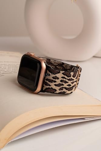 Kumaş Kordon Apple Watch ile Uyumlu, Ayarlanabilir Yumuşak Tekstil Desenli Tasarım, Series 10/11 42mm-41mm-40mm-38mm & 46mm-45mm-44mm - Görsel 3