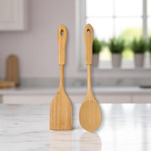 Alternative view of Bambu 2'li Servis Seti, Tavalarınız ve Kızarmanız İçin Spatula, Servisleriniz İçin Büyük Kaşık | 2 Adet Lüks Bambu Set