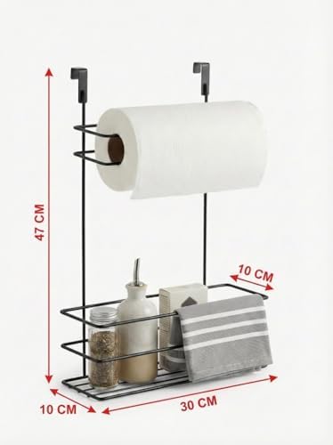 Dolap İçi Asılabilir Metal Kağıt Havluluk ve Deterjan Sepeti Organizer – Dolap Kapağına Asılabilir Kağıt Havlu Askılığı, Deterjan Düzenleyici Raf, Mutfak ve Banyo Kapak İçi Metal Organizer