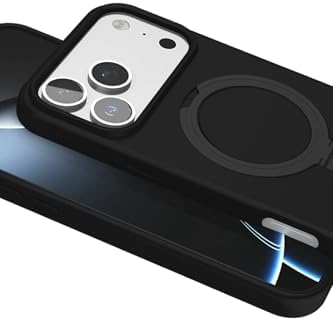 iPhone 17 Pro Max ile uyumlu Kılıf MagSafe ile uyumlu MP-Regal Katlanabilir Standlı El parmak geçmeli Kablosuz Şarj Destekli Siyah