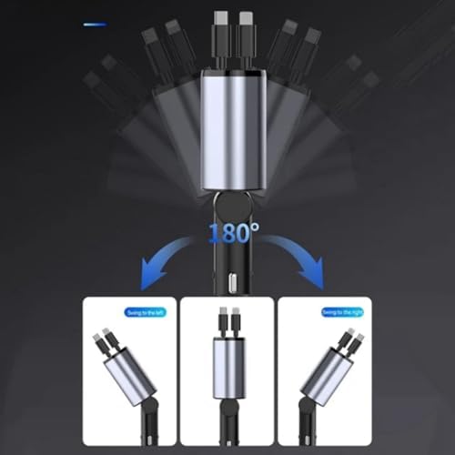 Alternative view of Araç Çekilebilir Araç Şarj Cihazı 2 USB Bağlantı Noktası Desteği 120W Süper Hızlı Şarj Flaş Şarj 4'ü 1 Arada Çakmak, A