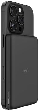Manyetik Power Bank 5000 mAh, Manyetik Halka ve USB-C Porta Sahip İnce Taşınabilir Şarj, iPhone, Galaxy, Pixelsnap, iPad ve Tablet için Batarya Paketi, USB-C Kablo Dahil, Siyah - Görsel 2