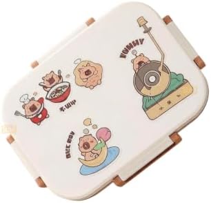 600ml Lunchbox Capybara Desenli Tek Katlı 2 Bölmeli Paslanmaz Çelik Sefer Tası Yemek Kutusu (Yemek)