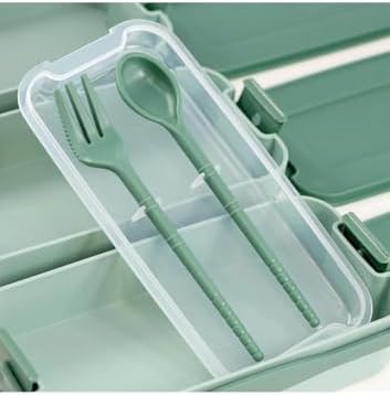 Demirdengelsin 3 Katlı Beslenme Kutusu, Yemek Taşıma Kabı, Kaşık Çatal Dahil, Sefer Tası, Yeşil, 420 ml, BPA-Free