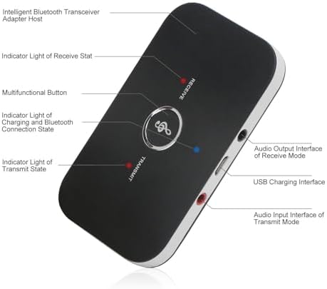 Bluetooth 5.0 2-in-1 Ses Verici ve Alıcı Adaptör – TV PC Araç Hoparlör için Wireless Audio Transmitter Receiver, AUX Destekli TX RX Kablosuz Müzik Çevirici | ZR1137