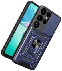 - S26 Ultra ile uyumlu Galaxy İçin Sürgülü Korumalı Yüzüklü Standlı Magnetic Tpu Tank Kapak - Lacivert - Görsel 3