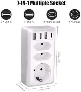 7'si 1 arada çoklu priz, USB priz, Type-C + 3 Usb'li Çoklu Priz, - Görsel 2