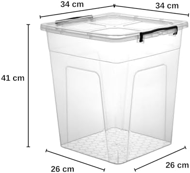 Şeffaf Plastik Saklama Kutusu, Kilitli Kapaklı - 34 * 36,5 * 41 cm (30 LİTRE) - Görsel 3