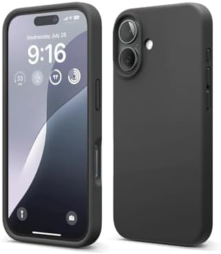 & AKSESUAR iPhone 16 Plus ile Uyumlu İçi Kadife Dışı Mat Yapıya Sahip Koruma Sağlayan Lansman Silikon Kılıf (Siyah)