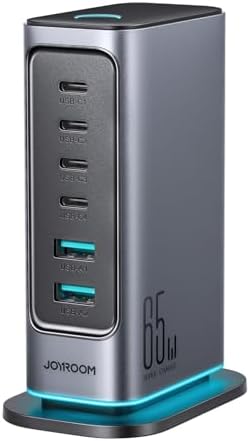 65W GaN Çok Portlu Şarj İstasyonu, 4 USB-A Portu, 2 USB-C Portu, 1,5 m Kablo