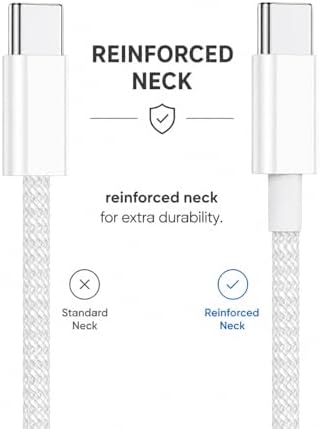 Type C-C Hızlı Şarj Kablosu, 2Metre, ÖRGÜLÜ KABLO VE GÜÇLENDİRİLMİŞ BOYUN, 60Watt PD Hızlı Şarj, iPhone 15/16/17 ve Andoid İçin (1Ad x 2Metre Beyaz) - Görsel 3