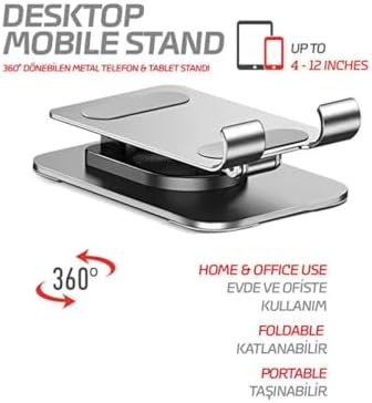 Alternative view of Telefon Standı Çok Yönlü 360° Dönebilen Metal Gövdeli Ayarlanır ve Katlanır Masa Üstü Kullanımı Için Tüm Telefonlara Uygundur