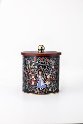 EVLE-Tales Desenli Yuvarlak Metal Saklama Kabı, Erzak Saklama Kabı - Organizer Kutu 14 Cm X 15 Cm (Tales Alices) - Görsel 2