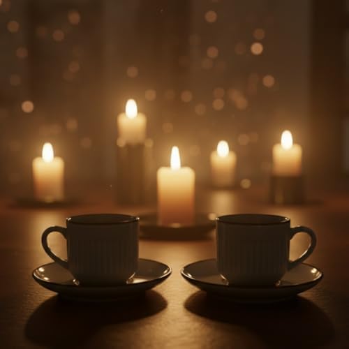 Alternative view of 2'li Set Çizgili Seramik Fincan Takımı | Mat Kahverengi Beyaz Rustik Espresso & Türk Kahvesi Fincanı | Çift Kişilik Kulplu Servis Seti | Modern Ev ve Kafe Stili