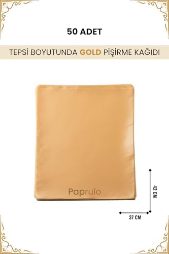 50 Adet Fırın Pişirme Kağıdı Ağartılmamış Tepsi Botuyunda 37x42 XL Boy Gold Kalite