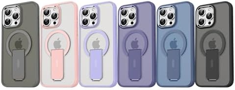 Alternative view of & AKSESUAR iPhone 16 Pro için Magsafe ile Uyumlu Arkası Mat Yapıya Metal Kamera Çerçeveli Ultra Güçlendirilmiş Açılır Stantlı Tork Kılıf (Gri)