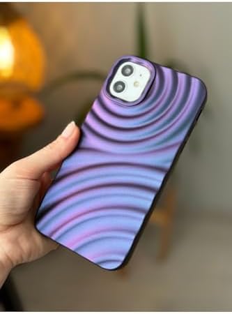 Iphone 11 ile Uyumlu 3d Aurora Kabartma Mor Renk Geçişli Mat Silikon Kılıf - Görsel 3