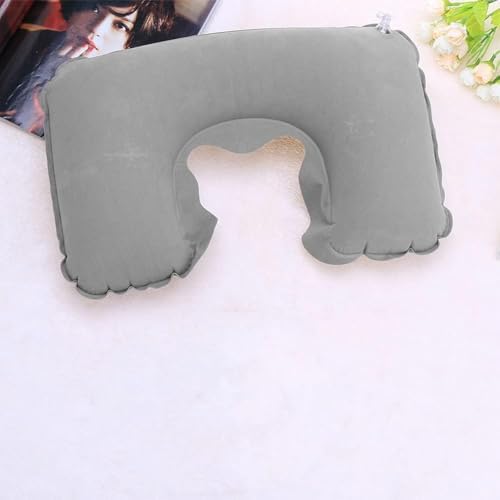 Şişme Seyahat Boyun Yastığı – Ergonomik Travel Neck Pillow, Katlanabilir, Taşınabilir, Uçak, Otobüs, Tren Yolculukları için Rahat Uyku Yastığı Gri