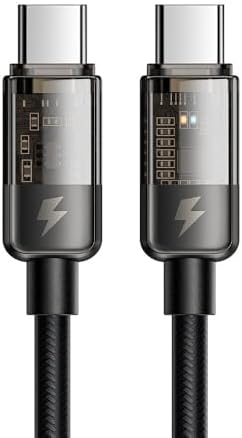 Alternative view of Ca-2840 Type-C To Type-C 100W Led Işikli Power Off Hızlı Data Şarj Kablosu 1.2M, Siyah