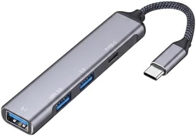 Type-C to USB Hub - 4 Portlu Alüminyum Çoklayıcı Dönüştürücü, Macbook, Laptop ve Telefon Uyumlu Tak Çalıştır Taşınabilir Çoklayıcı Adaptör (Gri) - Görsel 3