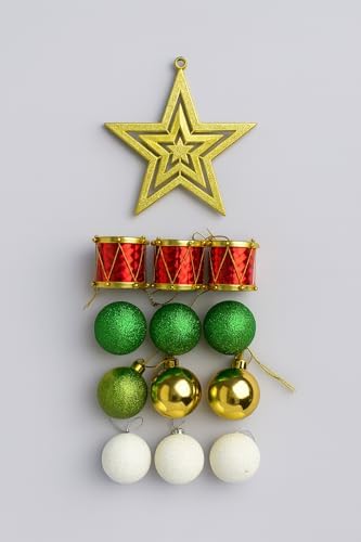 Alternative view of Yılbaşı Ağacı Süsü Noel Süsleri Gold Yıldız, Yeşil Beyaz Toplar Yılbaşı Hediyeleri 10 Adet