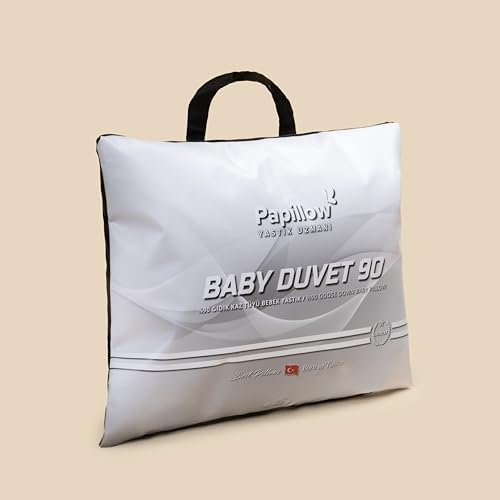 PAPILLOW Baby Duvet 90 Kaz Tüyü Yastık 35 * 45 cm -%100 Kaz Tüyü (%90 Gıdık Tüyü +%10 Sırt Tüyü)