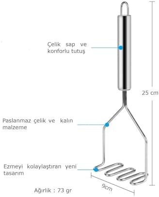 Alternative view of Pratik 24 Cm Çelik Pastanlamz Patates Ezici Püre Yapıcı