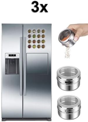 Kaliteli Çelik 3 lü Paket Mıknatıslı Baharatlık cin114 - Görsel 2