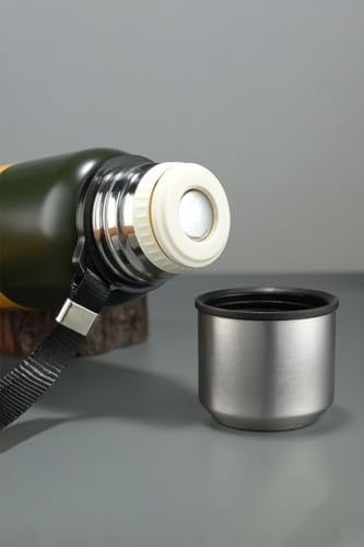 304 L Çelik 750 ml Yeşil Kamp Piknik Termos Tutmalı Termos cin491ys - Görsel 3