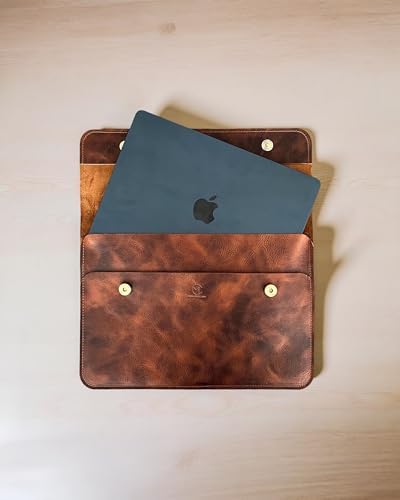 Alternative view of Hakiki Deri MacBook Kılıfı 13-14 İnç – Gerçek Deri Premium MacBook Çantası, MacBook Air, MacBook Pro - Mess Collection (taba 13/14 inç)