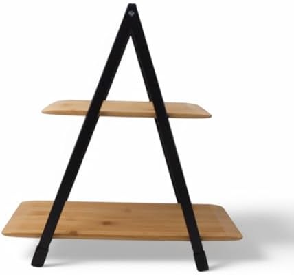 2 Katlı Dikdörtgen Bambu Servis Sunum Seti Büyük Boy, Kuru Pasta, Kurabiye ve Kek Sunumları İçin Büyük Boy (34cm-26.5cm-16cm) - Görsel 3