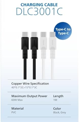 DLC3001 USB-C Şarj ve Data Kablosu, 60W, Hızlı Şarj, 3A Yüksek Akım, 1 Metre, Dayanıklı Slikon Kablo (Siyah) - Görsel 3