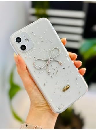 Iphone 11 Şeffaf Simli Epoksili Fiyonk Oyuncaklı Silikon Kılıf - Görsel 3