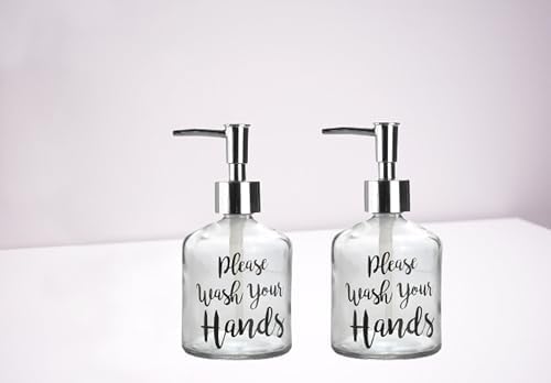BANYO SETİ CAM SIVI SABUNLUK 2 ADET,YAZILI MODEL 300ML 7,6X15,5CM