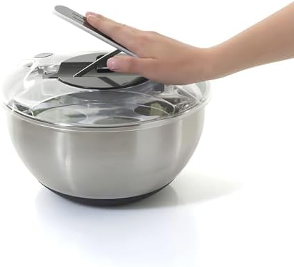 Alternative view of Paslanmaz Çelik Salata Kurutucu (Salad Spinner) – Kapaklı Süzgeç Sepetli, Kaymaz Taban, Hızlı Kurutma & Karıştırma Kasesi, Büyük Boy Mutfak Hazırlık Kabı